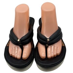 L’Amour Des Pieds Sandals Women’s Size 9.5 Black Leather Flip Flop VILLAPAPAVERO